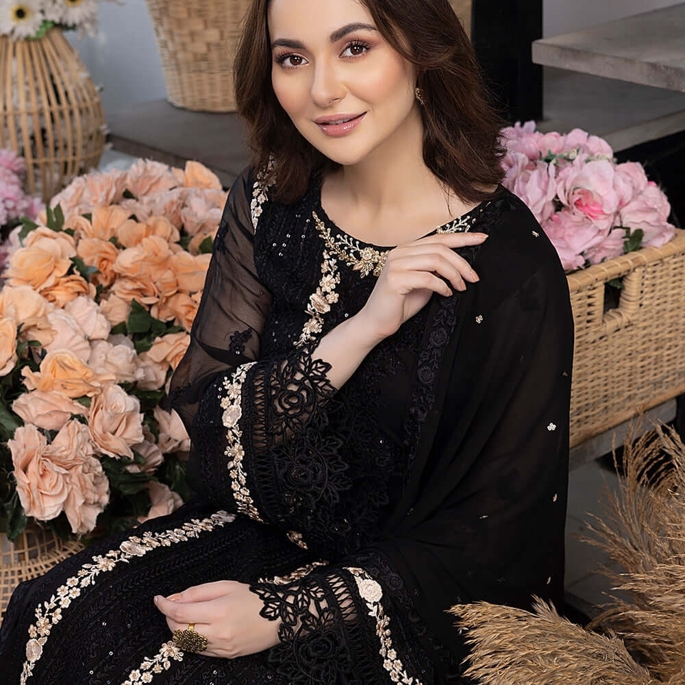 Elegant Black Lace Embroidered Dress